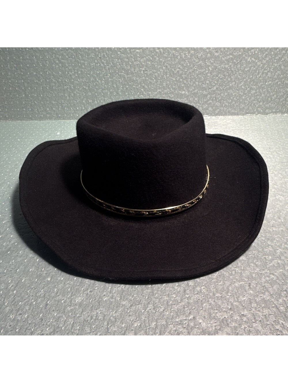 Black Western Hat Large 100% Wool WPL 4384 with Decorative Band
